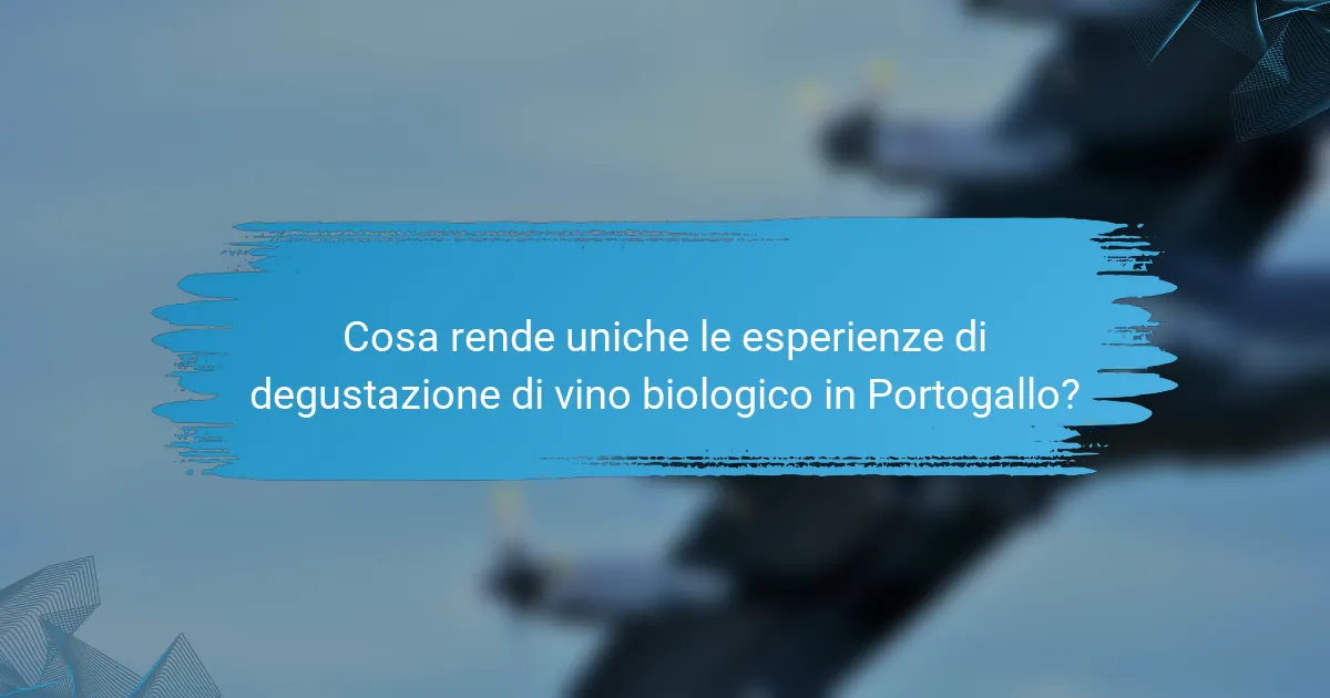 Cosa rende uniche le esperienze di degustazione di vino biologico in Portogallo?