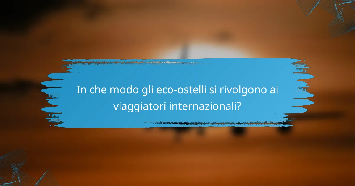 In che modo gli eco-ostelli si rivolgono ai viaggiatori internazionali?
