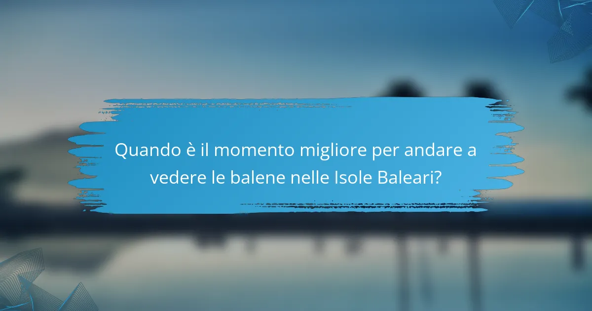 Quando è il momento migliore per andare a vedere le balene nelle Isole Baleari?